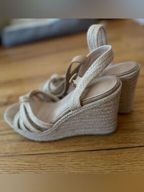 Woven Espadrille Wedge Sandals - Neutral Beige
